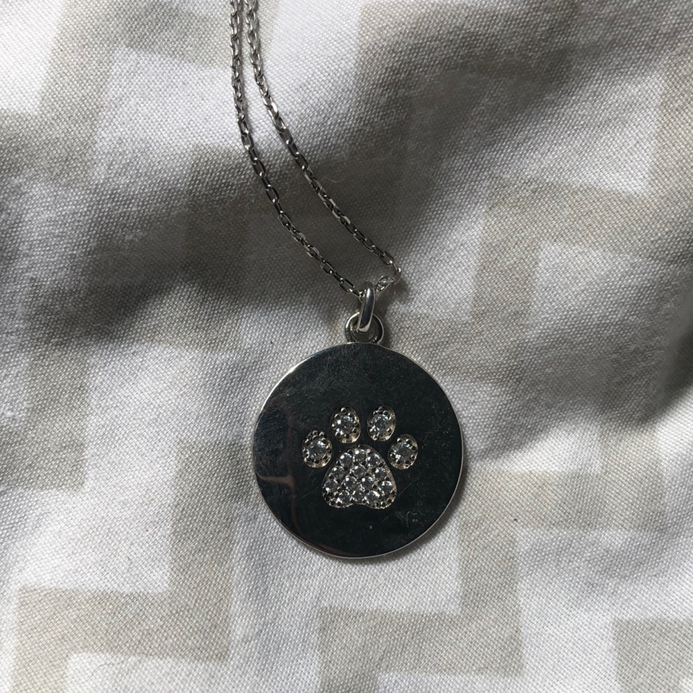 Diamond chip paw print necklace